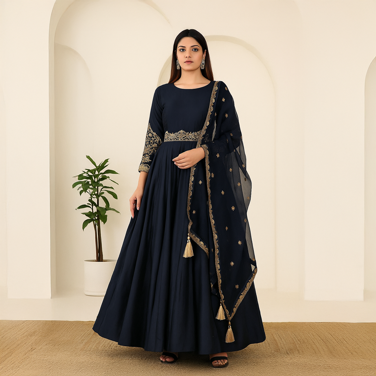 Stitched|Embroidered Silk Maxi Embroidered Chiffon Dupatta With Malai Trouser For Women/Wedding Dress For Women