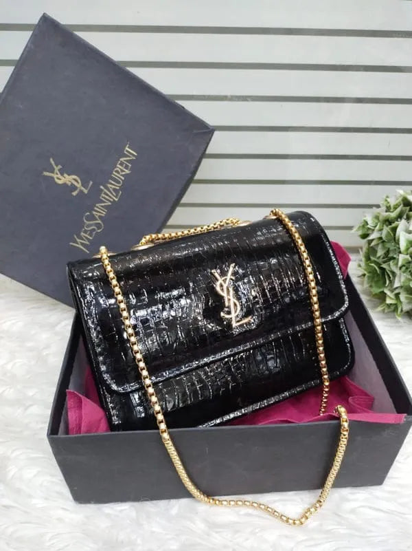 Customize Your YSL Crocodile-Embossed Crossbody Bag - Luxury Personalized Handbag for Elegance & Style