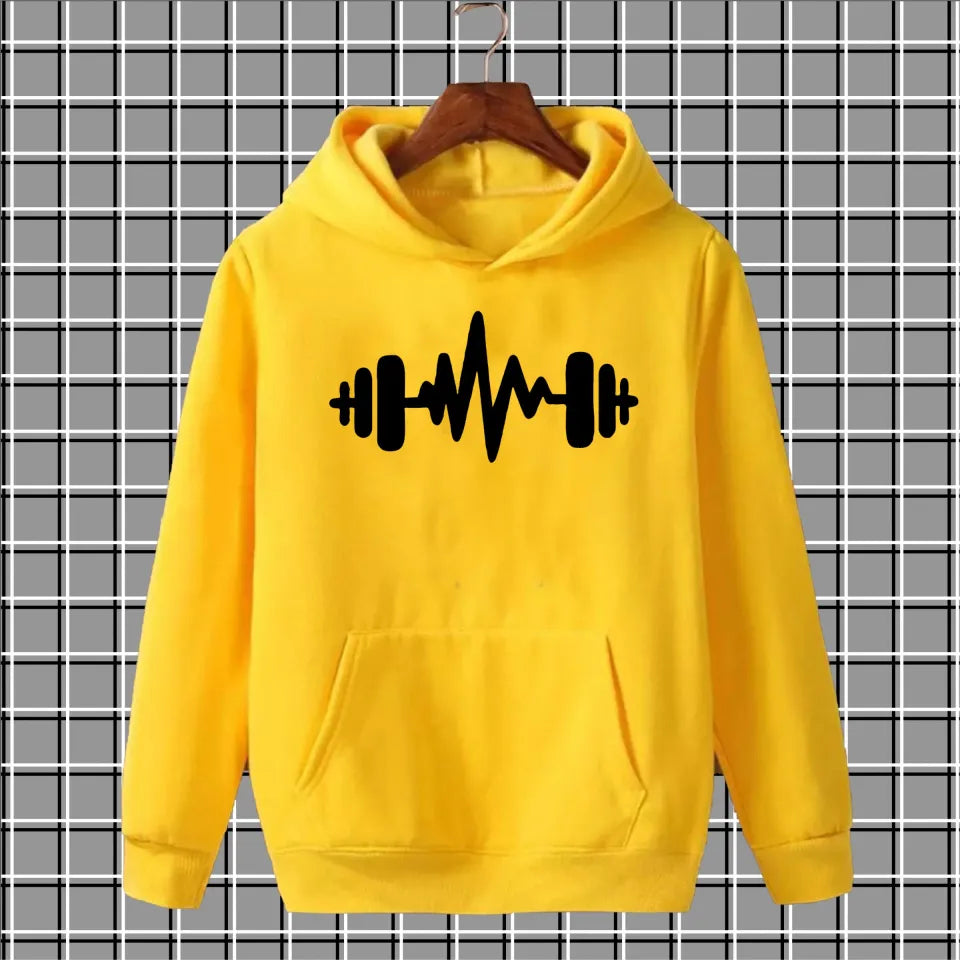 Brown dumbell pullover warm fleece kangroo hoodie for men and boys