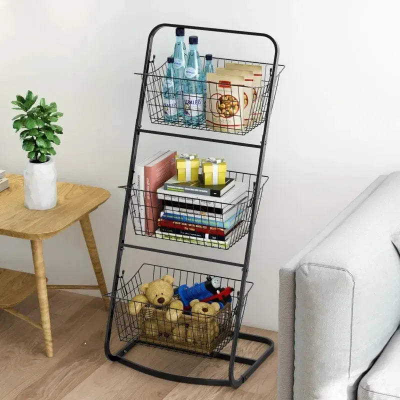 2-3 Tier Metal Kitchen Rack Multi-Purpose Storage Organizer Basket for Fruits, Vegetables,