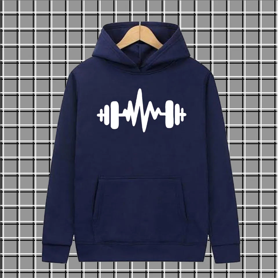 Brown dumbell pullover warm fleece kangroo hoodie for men and boys