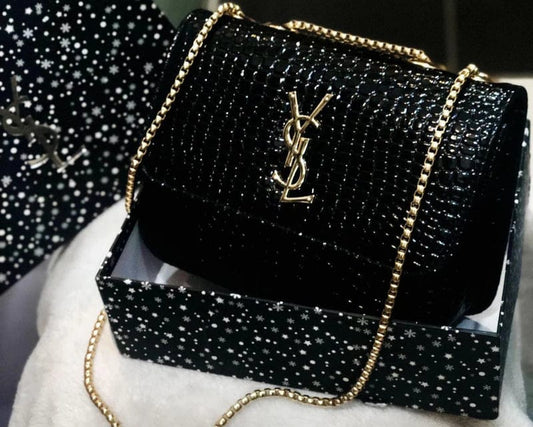 Customize Your YSL Crocodile-Embossed Crossbody Bag - Luxury Personalized Handbag for Elegance & Style