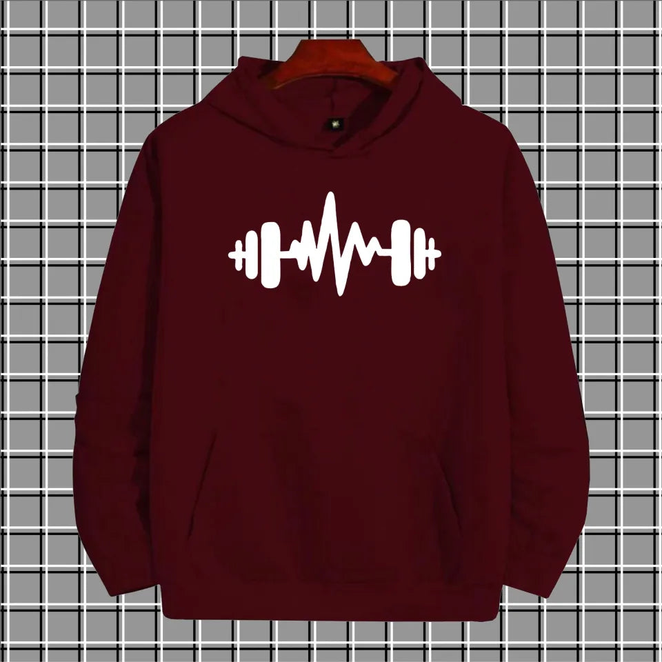 Brown dumbell pullover warm fleece kangroo hoodie for men and boys