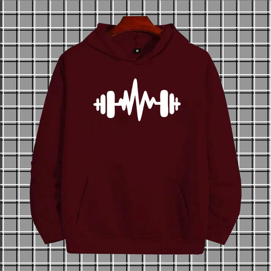 Brown dumbell pullover warm fleece kangroo hoodie for men and boys