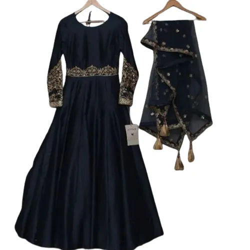 Stitched|Embroidered Silk Maxi Embroidered Chiffon Dupatta With Malai Trouser For Women/Wedding Dress For Women