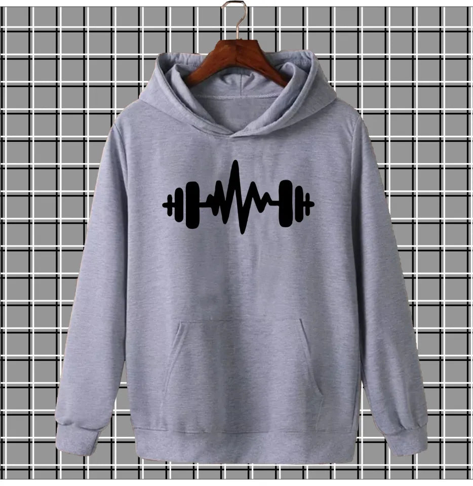 Brown dumbell pullover warm fleece kangroo hoodie for men and boys